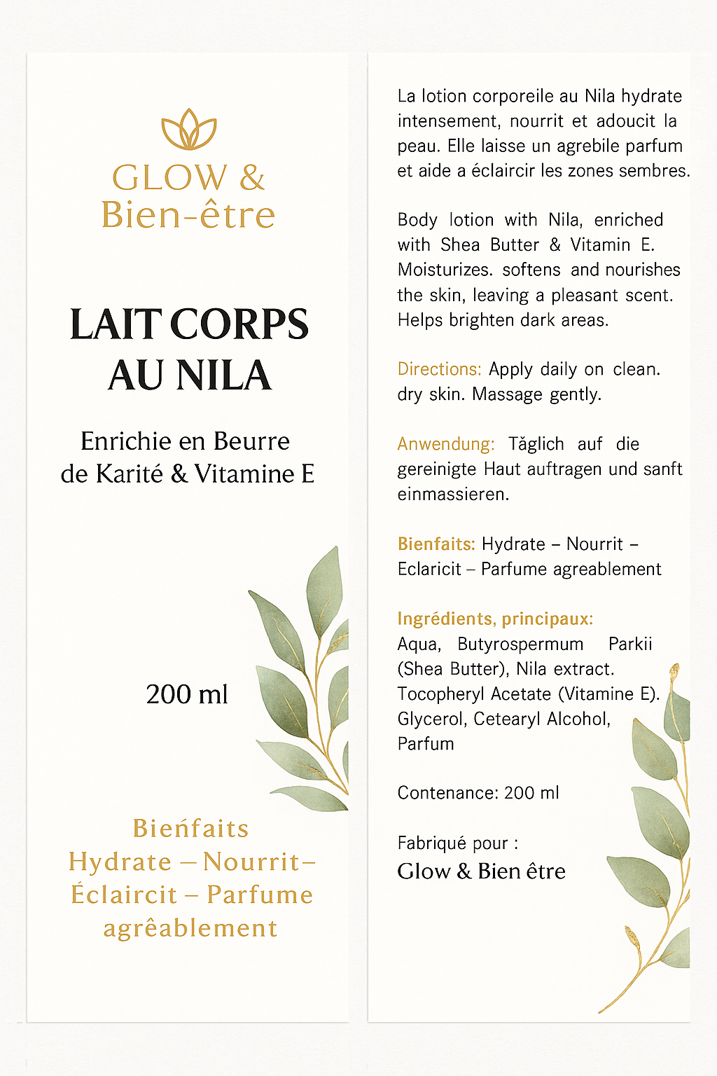 Lait corps au Nila 200 ml
